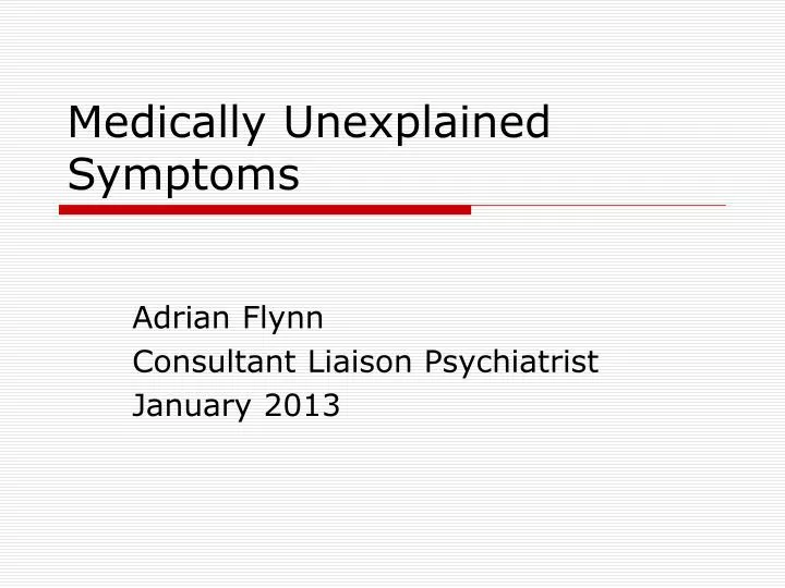 medically unexplained symptoms