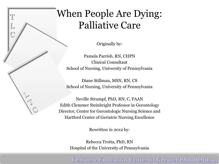 when people are dying palliative care