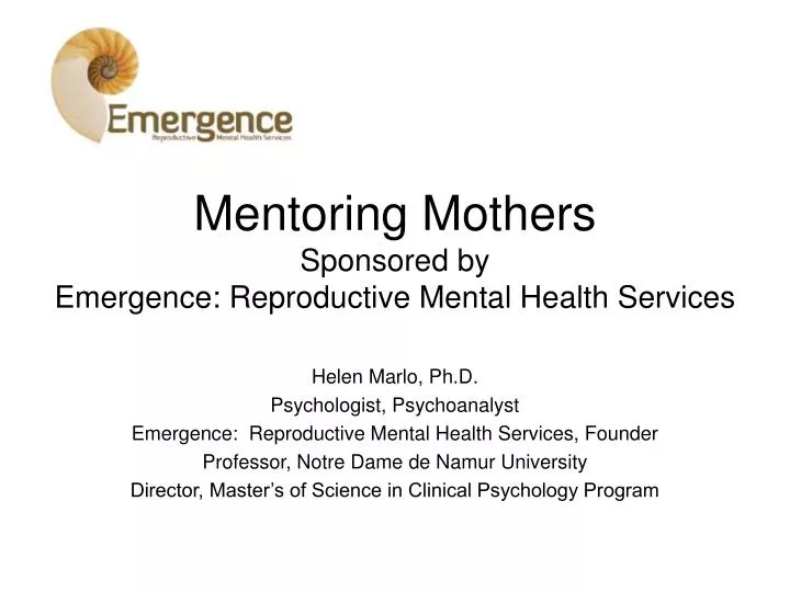 mentoring mothers sponsored by emergence reproductive mental health services