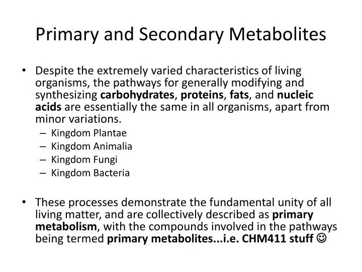 primary and secondary metabolites