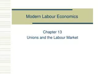 Modern Labour Economics