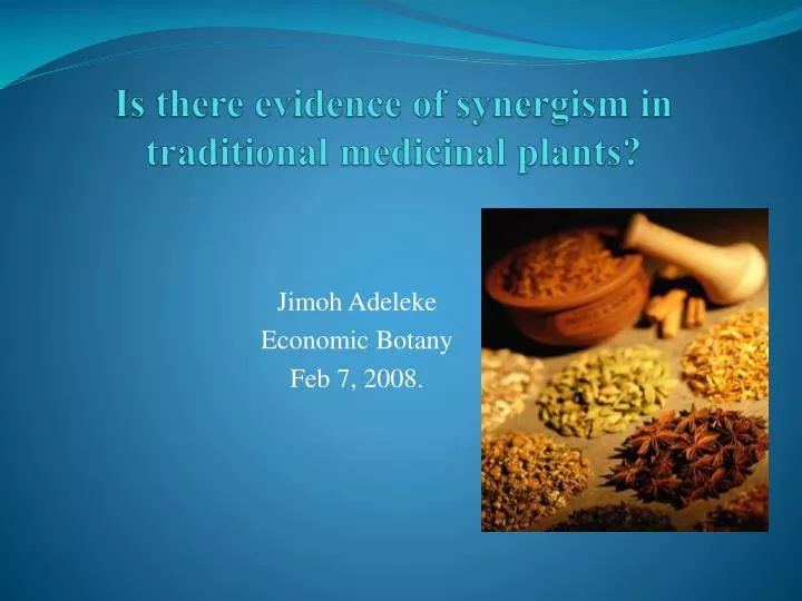 is there evidence of synergism in traditional medicinal plants