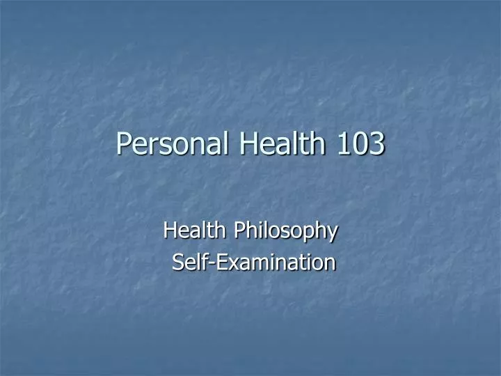 personal health 103