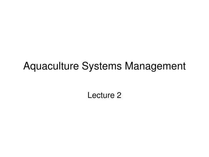 aquaculture systems management