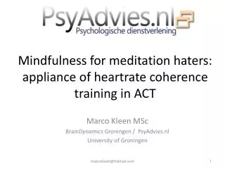 Mindfulness for meditation haters: appliance of heartrate coherence training in ACT