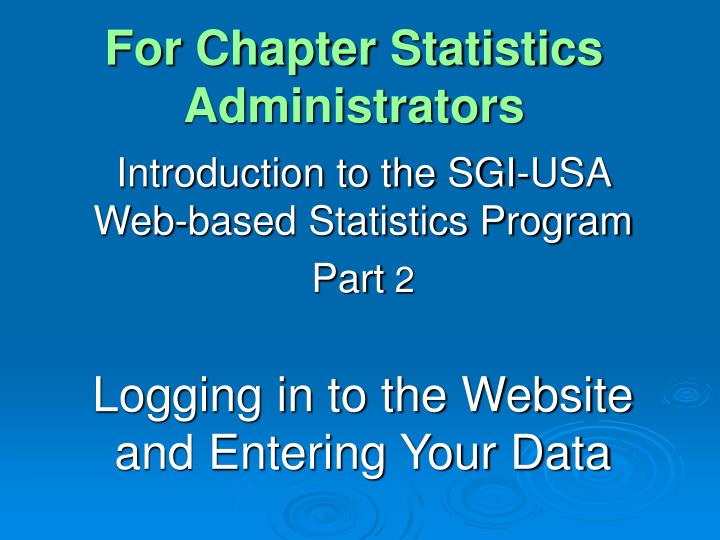 for chapter statistics administrators