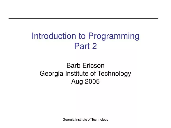 introduction to programming part 2
