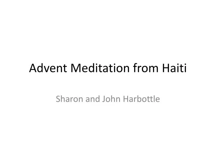 advent meditation from haiti