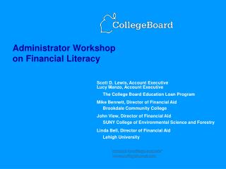 Administrator Workshop on Financial Literacy
