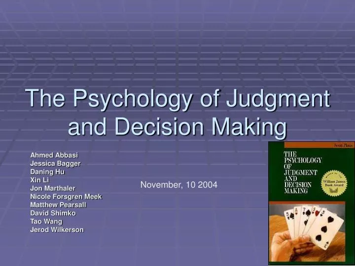 the psychology of judgment and decision making