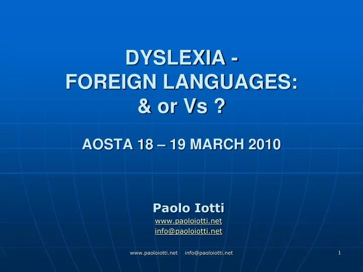 dyslexia foreign languages or vs aosta 18 19 march 2010