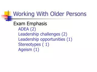 Working With Older Persons