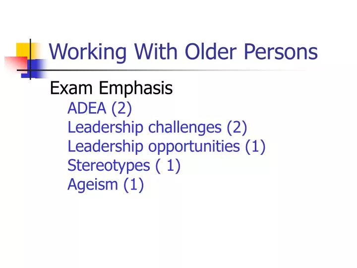 working with older persons