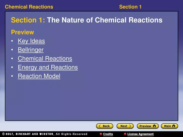 section 1 the nature of chemical reactions