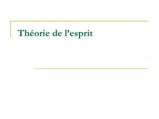 th orie de l esprit