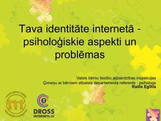tava identit te internet psiholo iskie aspekti un probl mas
