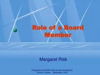 Role of a Board Member