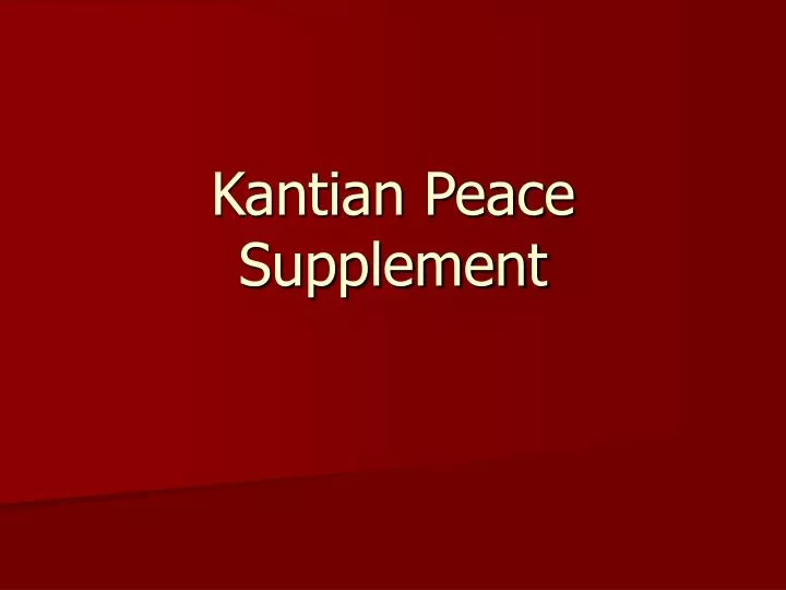 kantian peace supplement