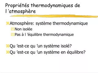 propri t s thermodynamiques de l atmosph re
