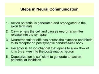 Steps in Neural Communication