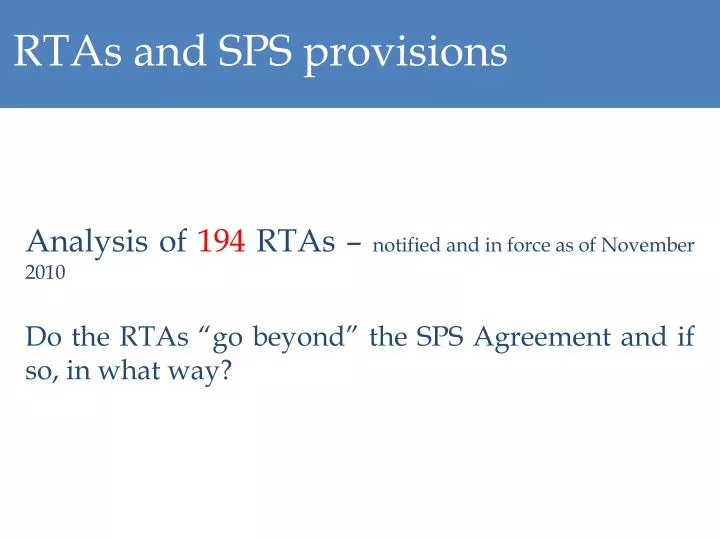 rtas and sps provisions
