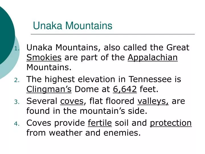 unaka mountains