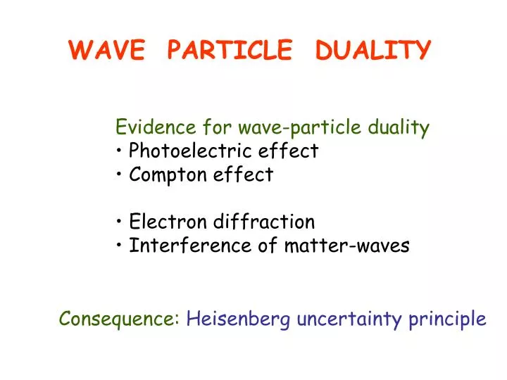 wave particle duality