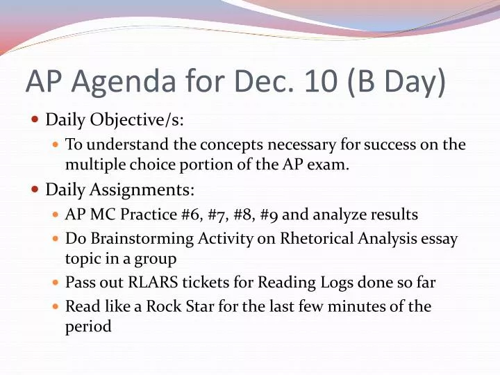 ap agenda for dec 10 b day