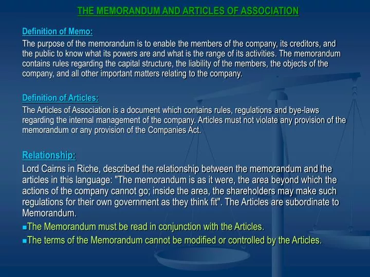 the memorandum and articles of association