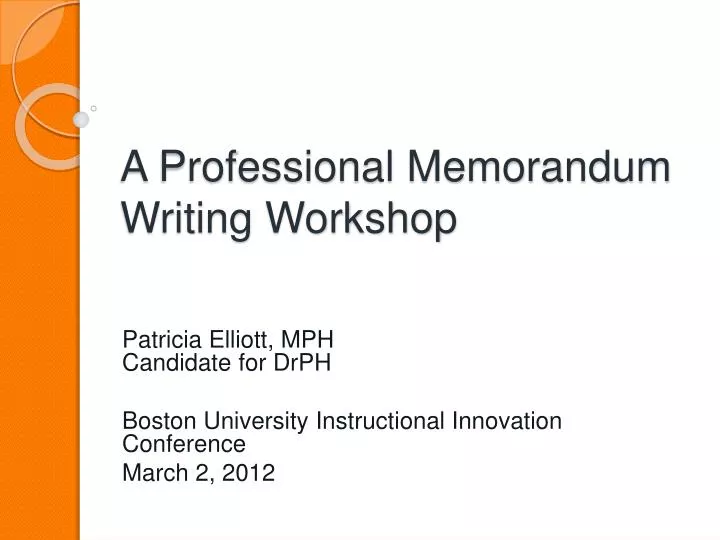 a professional memorandum writing workshop