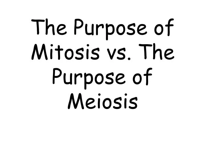 the purpose of mitosis vs the purpose of meiosis