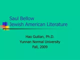 Saul Bellow Jewish American Literature