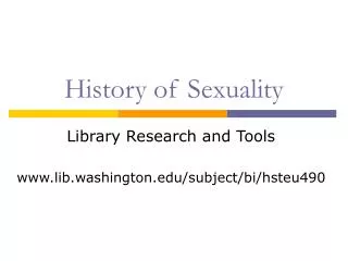 History of Sexuality