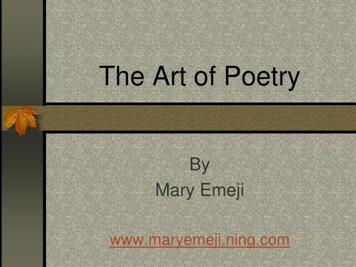 the art of poetry