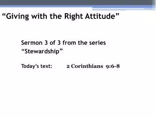 “Giving with the Right Attitude”