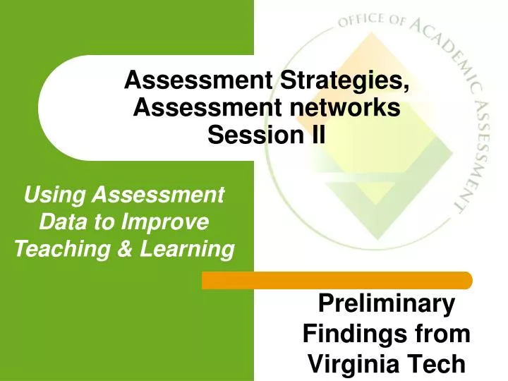 assessment strategies assessment networks session ii