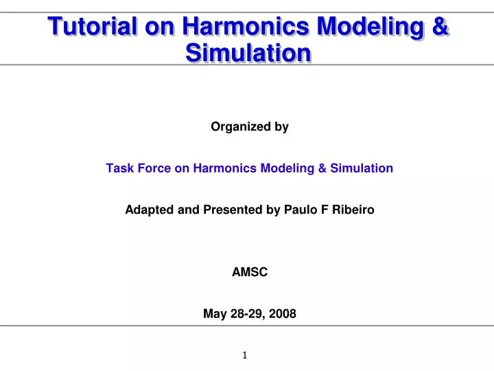 tutorial on harmonics modeling simulation