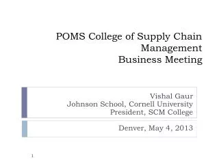 POMS College of Supply Chain Management Business Meeting