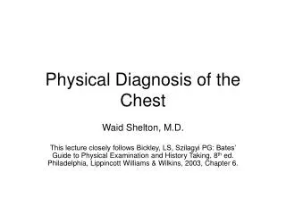Physical Diagnosis of the Chest