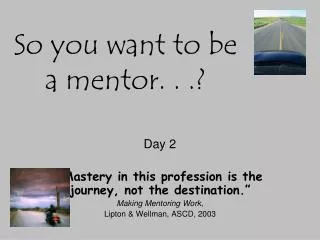 So you want to be a mentor. . .?