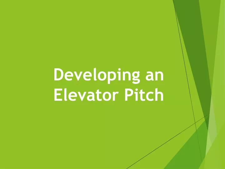 developing an elevator pitch