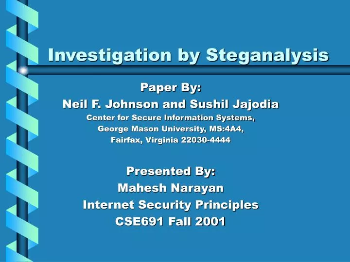 investigation by steganalysis