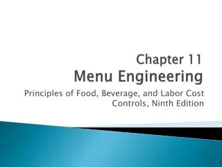 Chapter 11 Menu Engineering