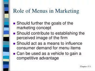 Role of Menus in Marketing