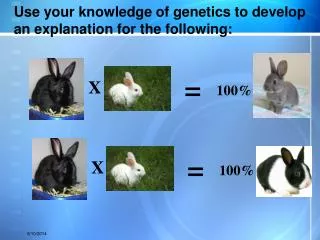 Use your knowledge of genetics to develop an explanation for the following: