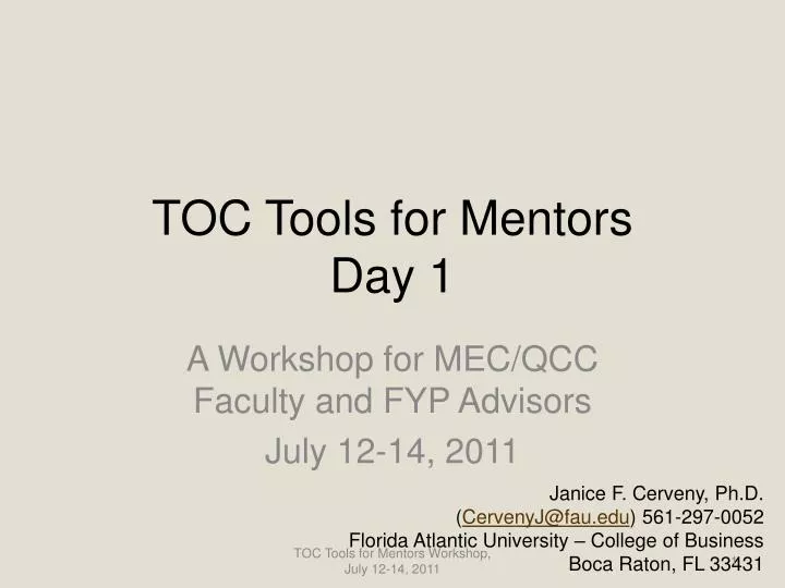 toc tools for mentors day 1