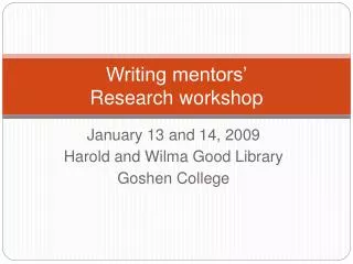 Writing mentors’ Research workshop