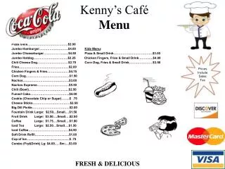 Kenny’s Café Menu