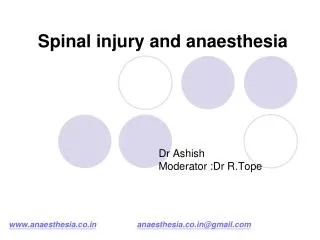 Spinal injury and anaesthesia