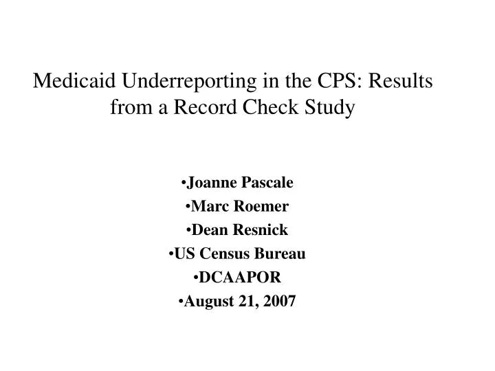 medicaid underreporting in the cps results from a record check study